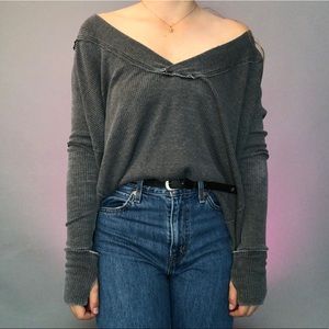 Free People We The Free Gray V-Neck